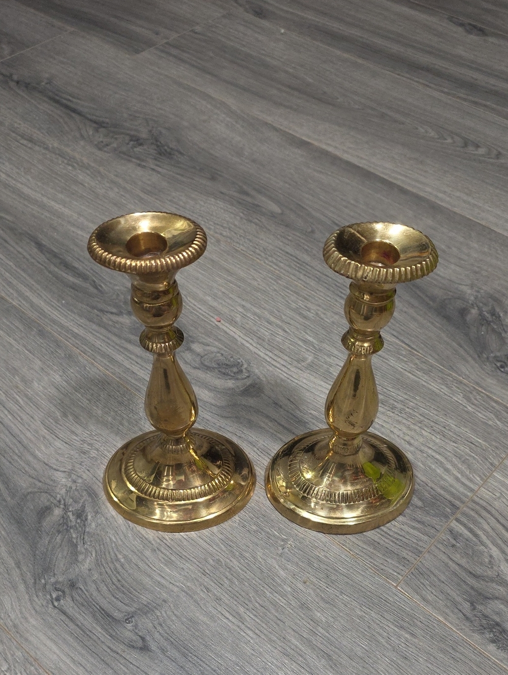 Vintage Brass Candle Holders Pair - Gold Decorative Tapers